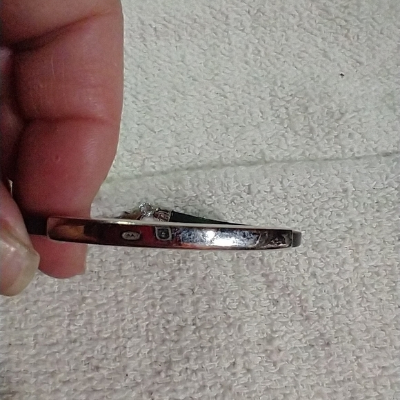 Silvertone black rubber bracelet - Picture 2 of 5